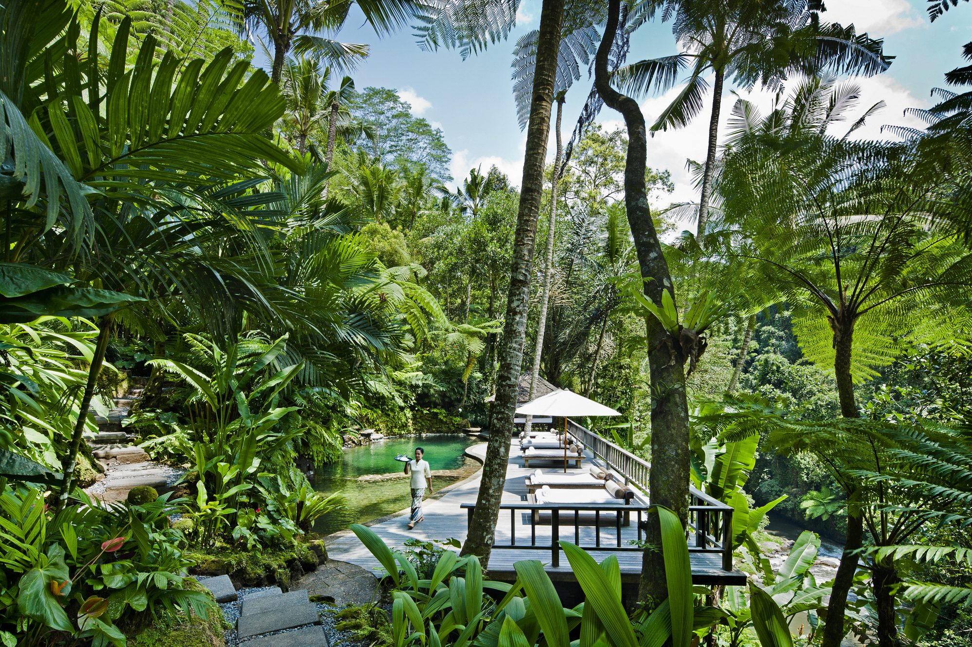 Kedara water garden carved into the jungle valley at COMO Shambhala Estate, Bali