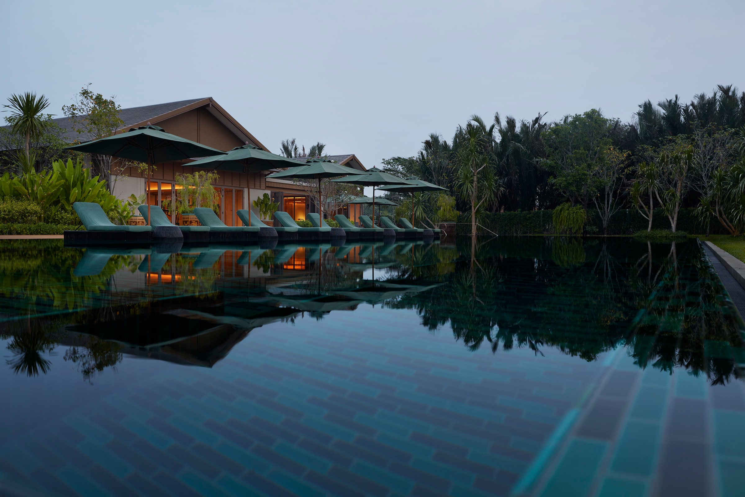 The infinity pool at RAKxa Integrative Wellness, Bang Krachao, Bangkok