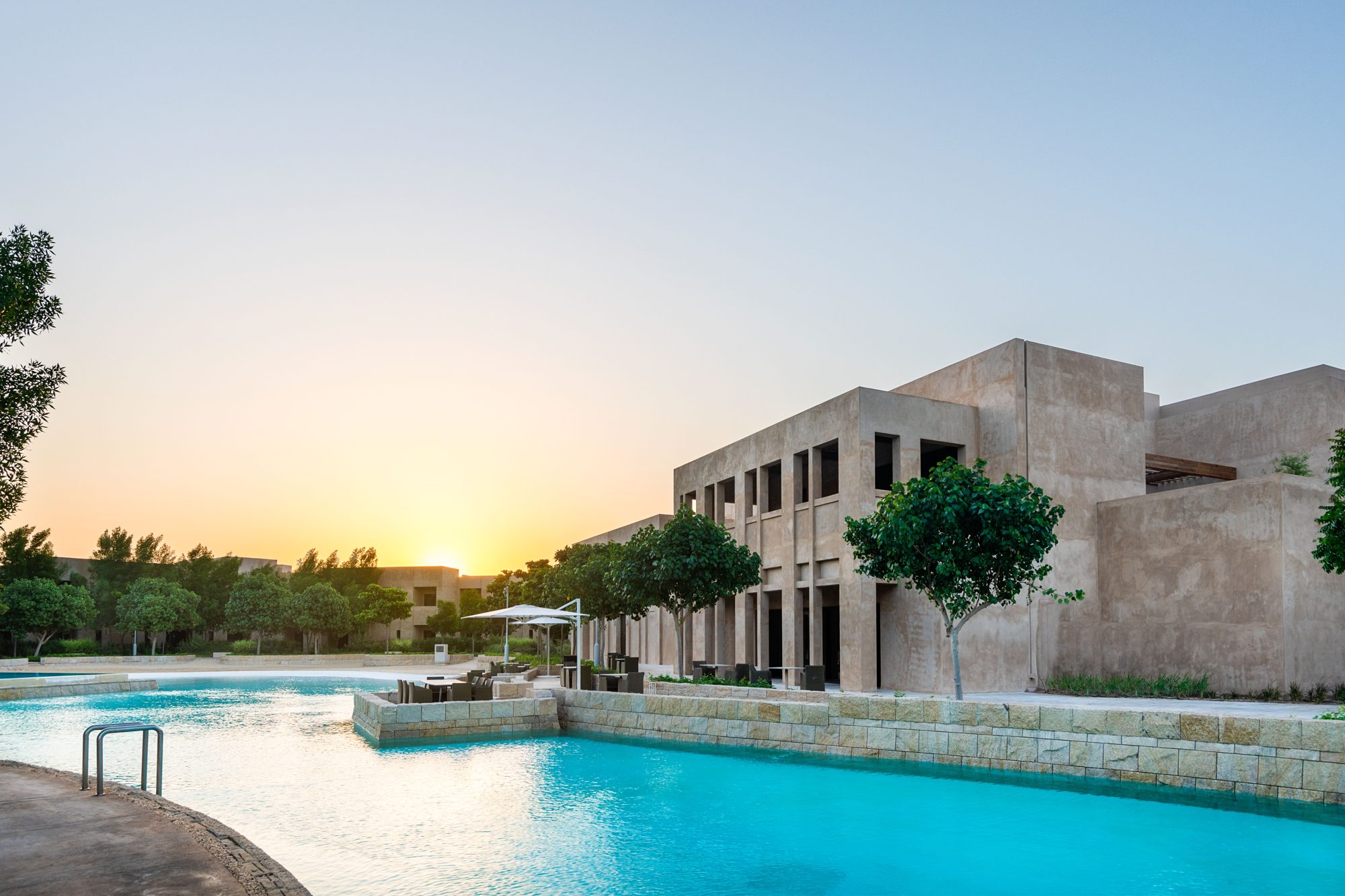 Exterior architecture of Zulal Discovery, family wellness resort Qatar